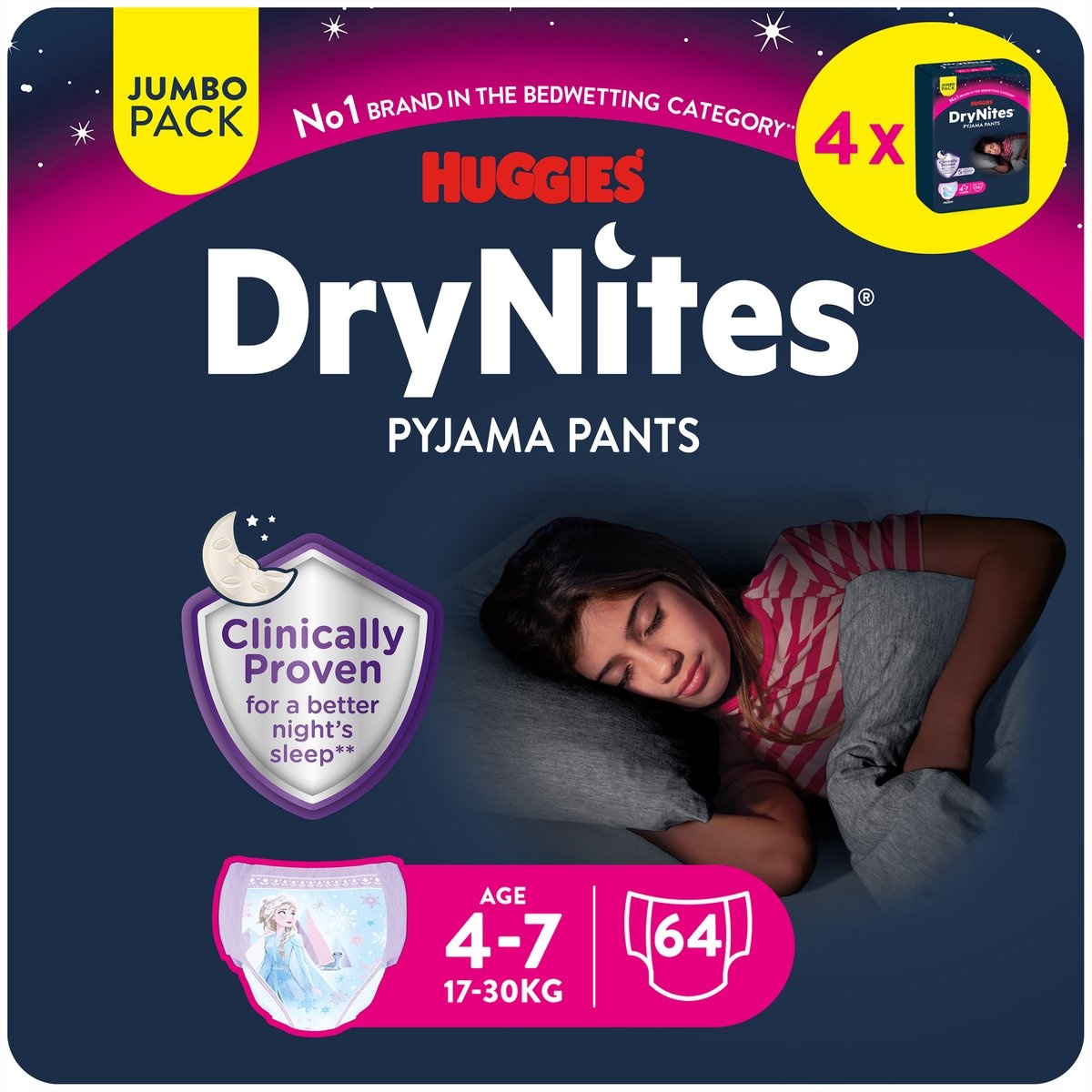DRYNITES GIRL 4-7 JAAR 64 STUKS (4X16)