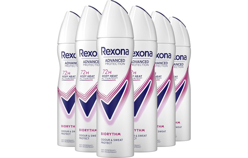 Rexona Women Advanced Protection Anti-Transpirant Spray - Biorythm - 6 x 150 ml - Voordeelverpakking