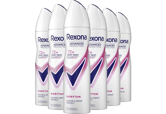Rexona Women Advanced Protection Anti-Transpirant Spray - Biorythm - 6 x 150 ml - Voordeelverpakking