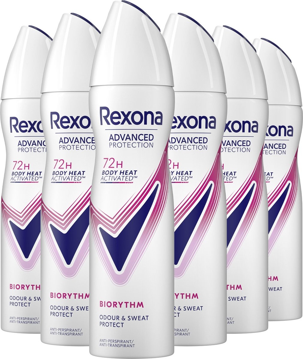 Rexona Women Advanced Protection Anti-Transpirant Spray - Biorythm - 6 x 150 ml - Voordeelverpakking