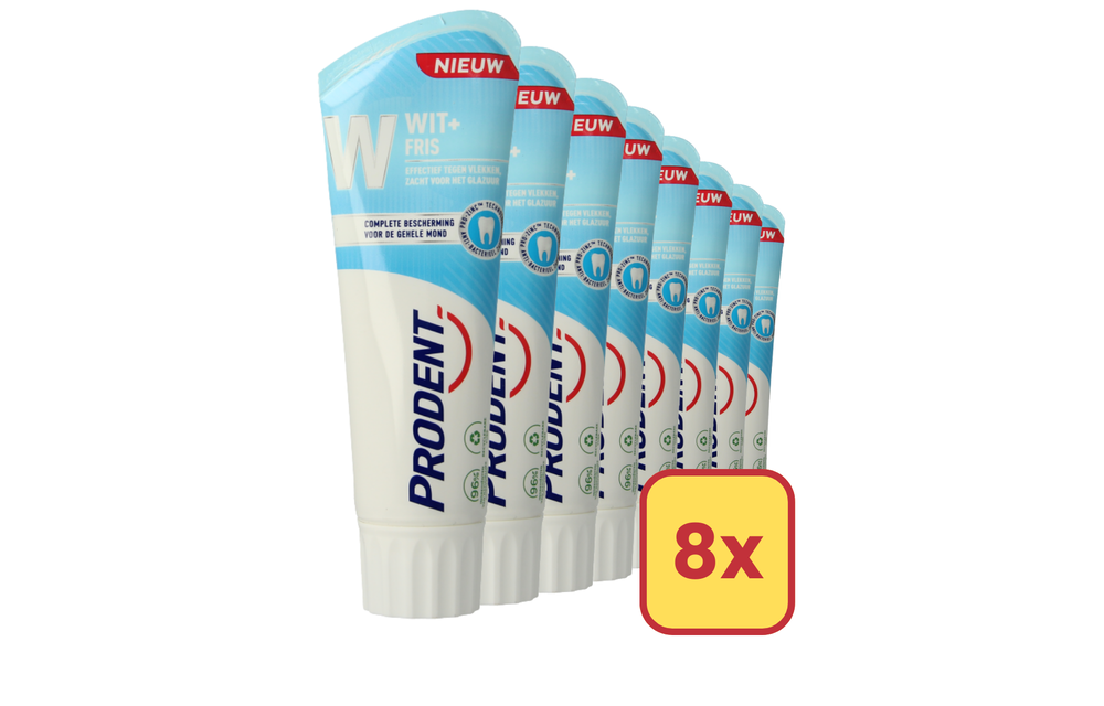 Prodent White + Strong 75ml - 8 Stuks - Voordeelverpakking