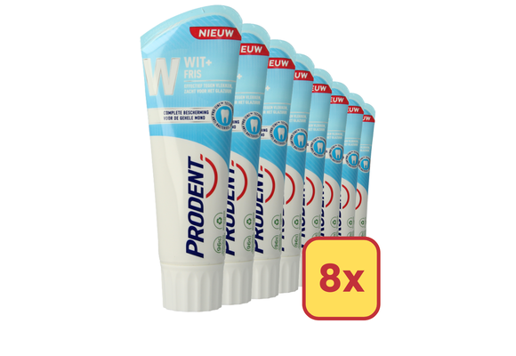 Prodent White + Strong 75ml - 8 Stuks - Voordeelverpakking