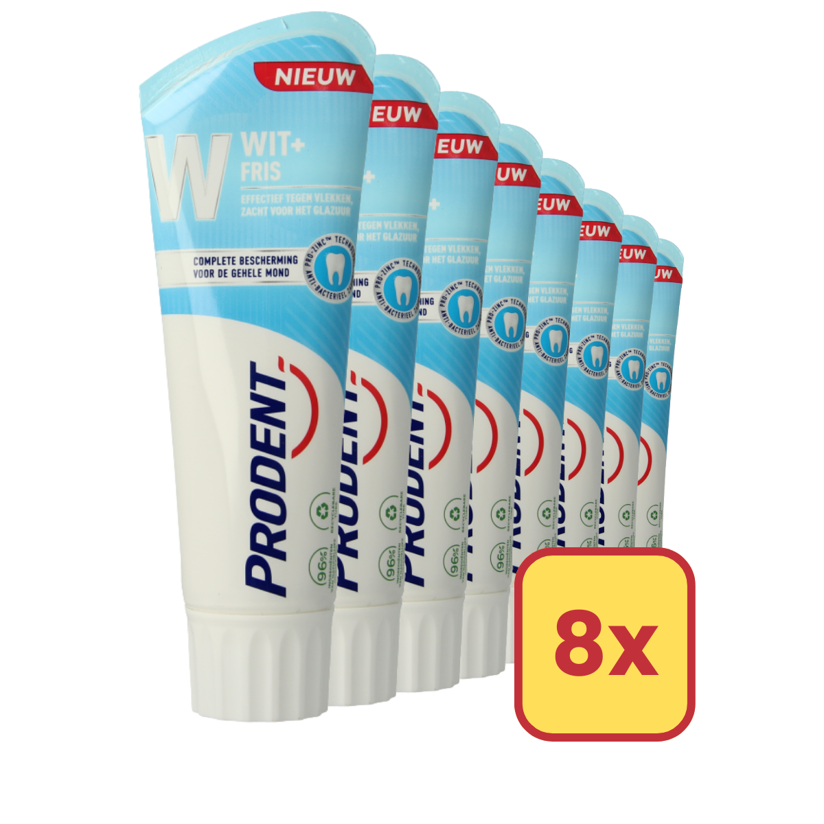 Prodent White + Strong 75ml - 8 Stuks - Voordeelverpakking
