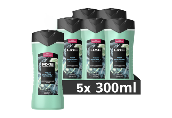 Axe Showergel Aqua Bergamot 300ML  - 5 Stuks - Voordeelverpakking