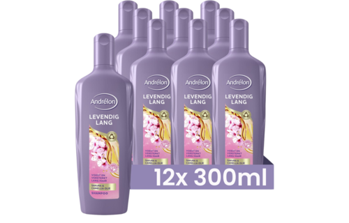 Andrélon Levendig Lang Shampoo - 12 x 300 ml - Voordeelverpakking