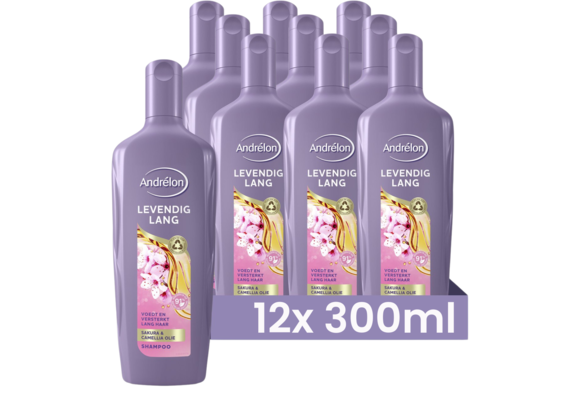 Andrélon Levendig Lang Shampoo - 12 x 300 ml - Voordeelverpakking