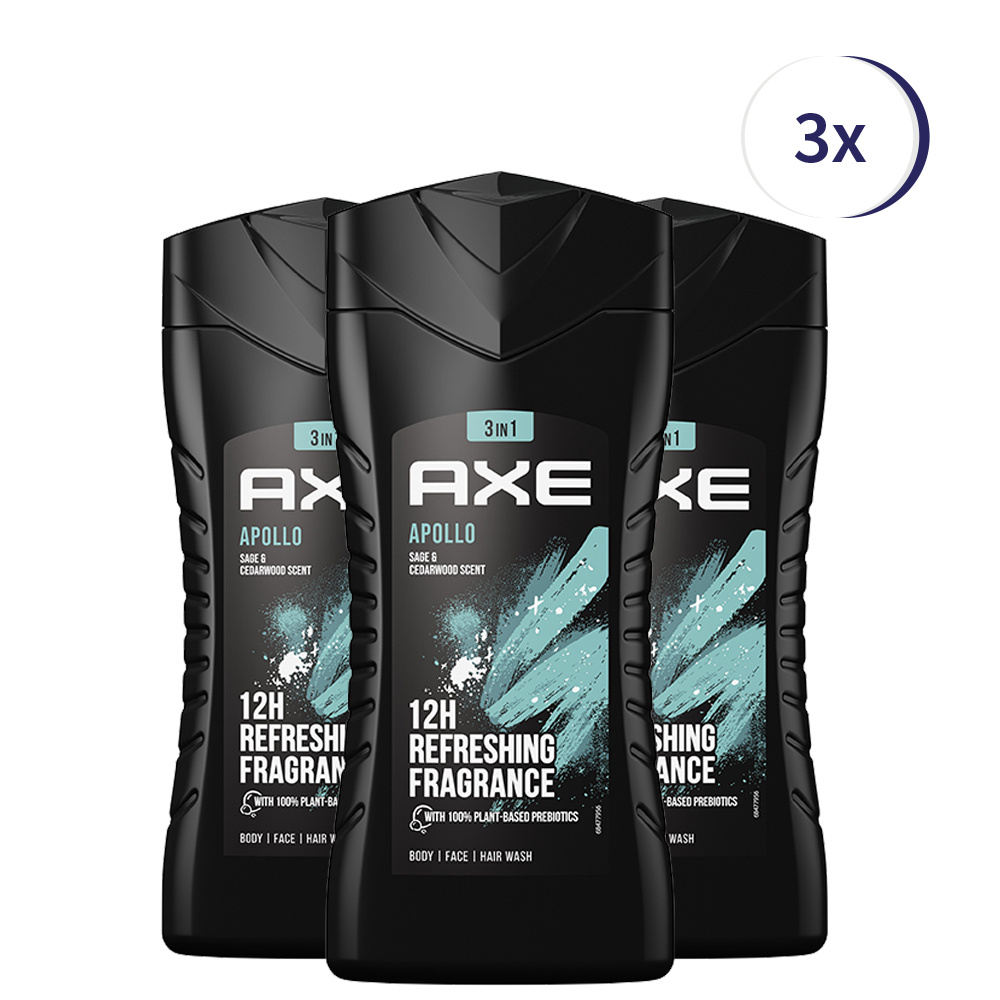 Axe Apollo Showergel - 3 x 250 ml - Voordeelverpakking