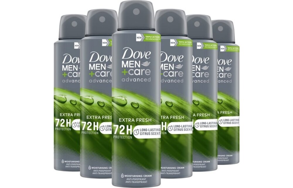Dove Men+Care Advanced Anti-Transpirant Deodorant Spray - Extra Fresh - 6 x 150 ml - Voordeelverpakking