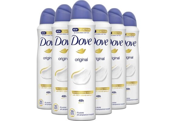 Dove Original Anti-transpirant Deodorant Spray - 6 x 150 ml - Voordeelverpakking
