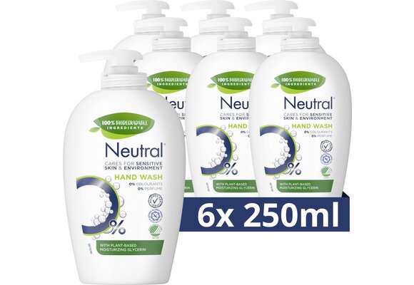 Neutral Vloeibare Handzeep Parfumvrij - 6 x 250 ml - Voordeelverpakking