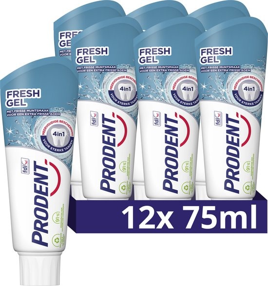 Prodent Tandpasta - Fresh Gel - met frisse muntsmaak voor een extra frisse adem - 12 x 75 ml