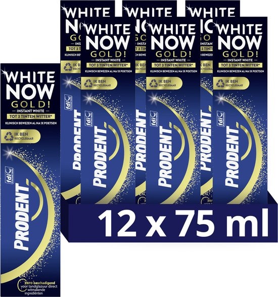Prodent White Now Tandpasta - Gold - 12 x 75 ml - Voordeelverpakking