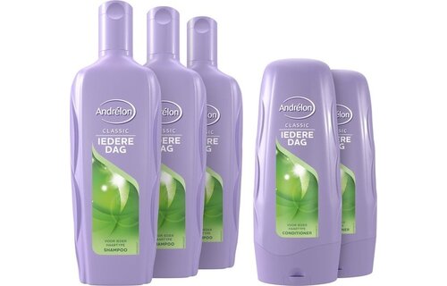 Andrélon Classic Iedere Dag Shampoo en Conditioner - 3 x 300 ml + 2 x 300 ml - Voordeelverpakking