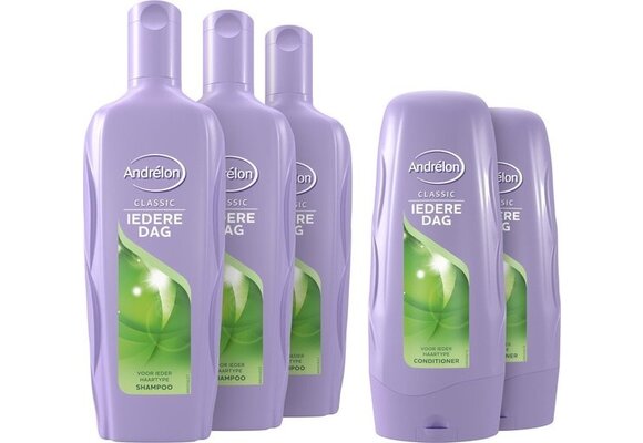 Andrélon Classic Iedere Dag Shampoo en Conditioner - 3 x 300 ml + 2 x 300 ml - Voordeelverpakking