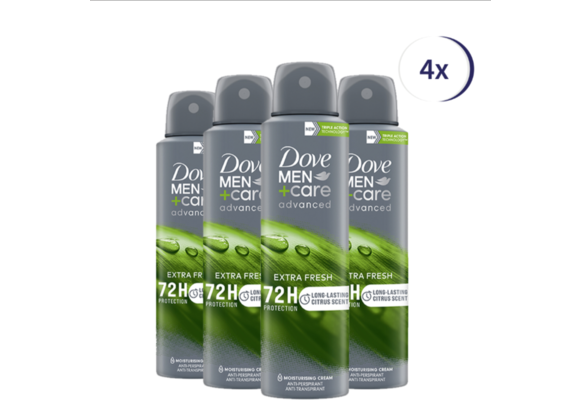 Dove Men+Care - Deodorant - Spray - Extra Fresh - 150ml x 4