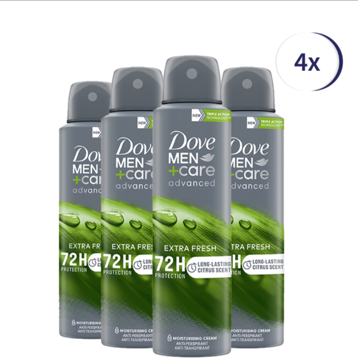 Dove Men+Care - Deodorant - Spray - Extra Fresh - 150ml x 4