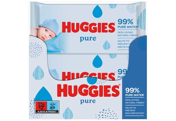 Huggies billendoekjes - Pure 99% water - 18 x 56 stuks - 1008 doekjes - voordeelverpakking