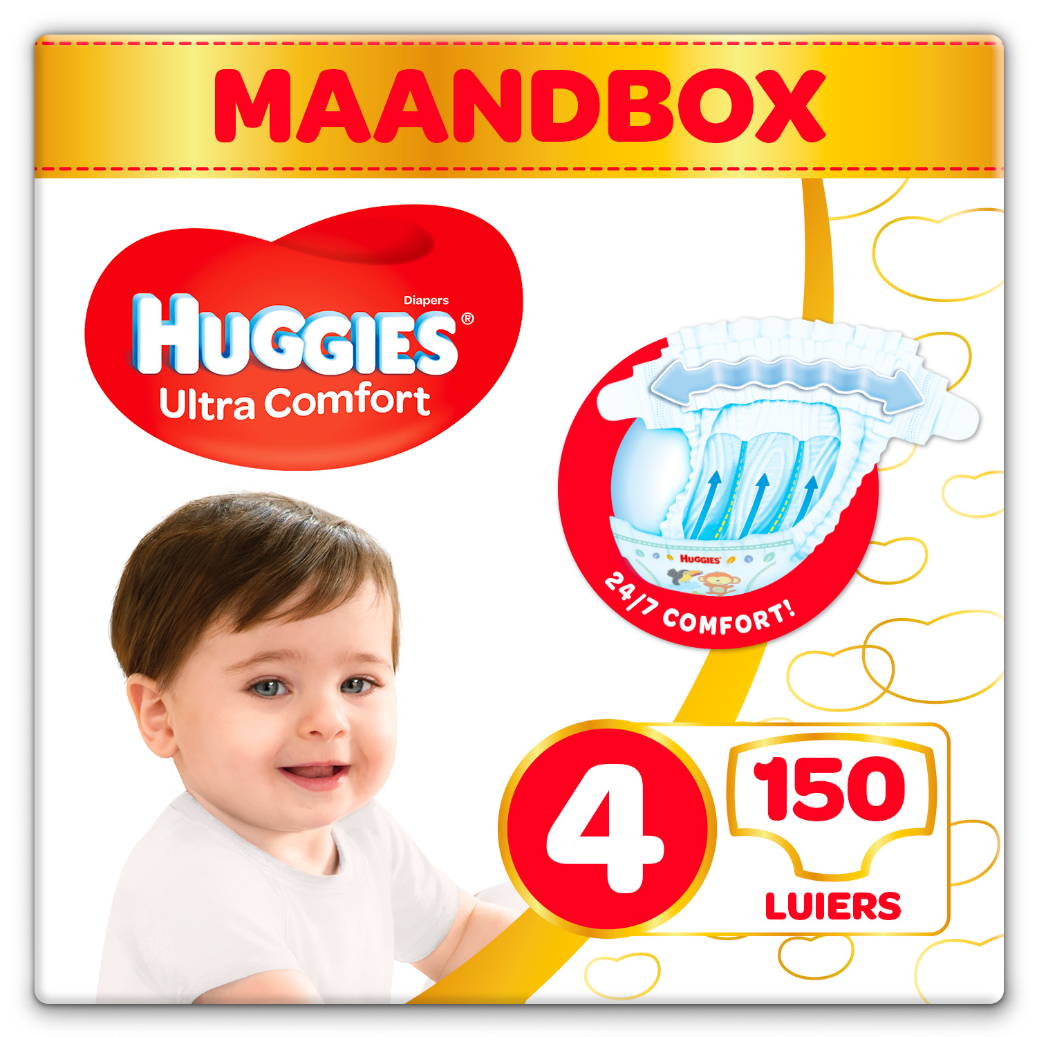Huggies luiers - Maat 4 (7 tot 18 kg) - 150 stuks - Voordeelverpakking