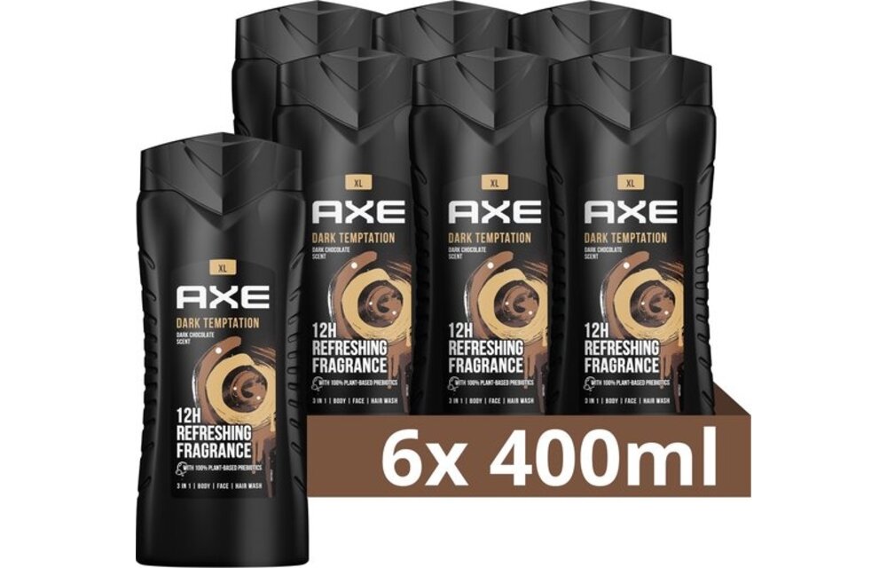 Axe 3-in-1 Douchegel - Dark Temptation XL - 6 x 400 ml - Voordeelverpakking