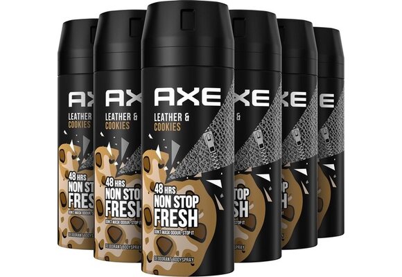 AXE Deodorant Bodyspray - Leather & Cookies - 6 x 150 ml - Voordeelverpakking