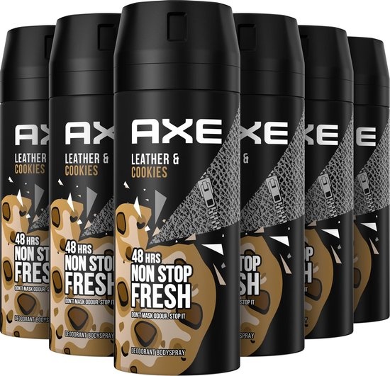 AXE Deodorant Bodyspray - Leather & Cookies - 6 x 150 ml - Voordeelverpakking