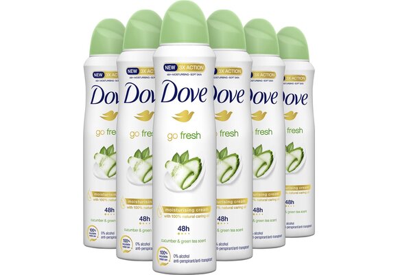 Dove Go Fresh Anti-transpirant Deodorant Spray Cucumber - 6 x 150 ml - Voordeelverpakking