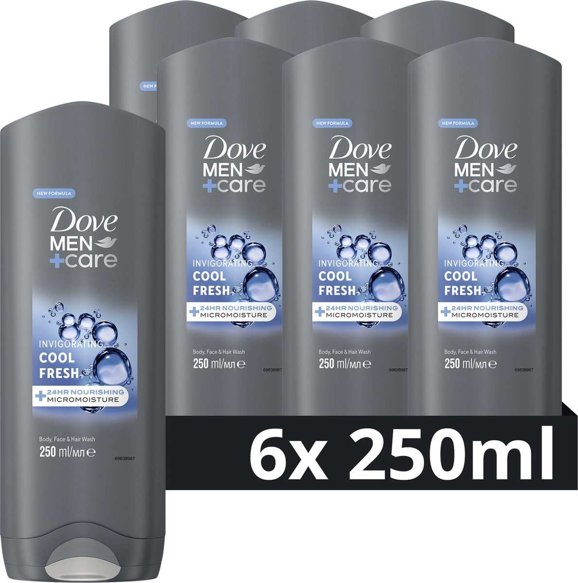 Dove Men+Care Cool Fresh 3-in-1 Douchegel - 6 x 250 ml - Voordeelverpakking