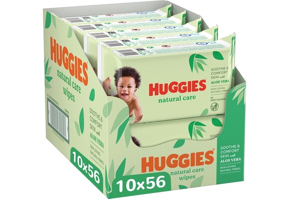 Huggies billendoekjes - Natural Care - 10 x 56 stuks -  560 doekjes - voordeelverpakking