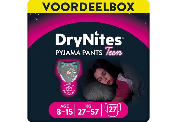 DryNites luierbroekjes - meisjes - 8 tot 15 jaar (27 - 57 kg) - 27 stuks - voordeelverpakking