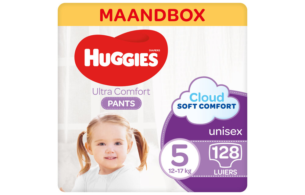 Huggies Luierbroekjes - maat 5 (12 tot 17 kg) - Ultra Comfort - unisex - 128 stuks - Maandbox