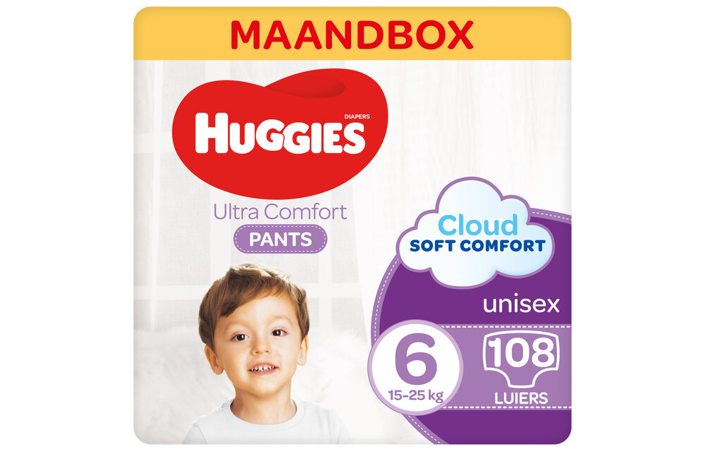 Huggies Luierbroekjes - maat 6 (15 tot 25 kg) - Ultra Comfort - unisex - 108 stuks - Maandbox