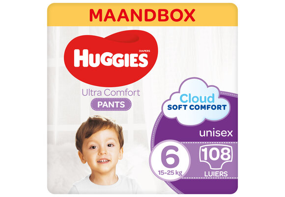 Huggies Luierbroekjes - maat 6 (15 tot 25 kg) - Ultra Comfort - unisex -  108 stuks - Maandbox