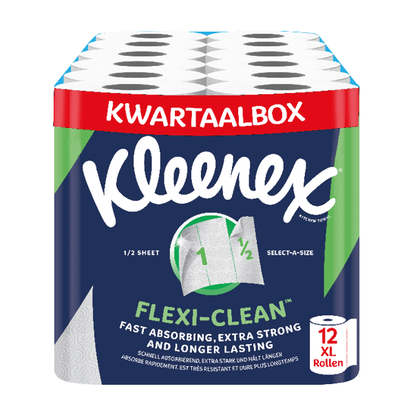 Kleenex keukenpapier - Keukenrol Flexi Clean - 12 Maxi XL rollen - Voordeelverpakking