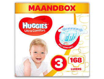 Huggies luiers - Maat 3 (4 tot 9 kg) - 168 stuks - Voordeelverpakking