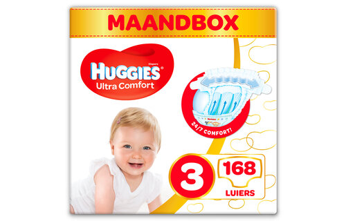 Huggies luiers - Maat 3 (4 tot 9 kg) - 168 stuks - Voordeelverpakking