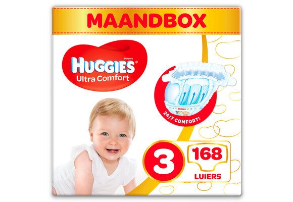 Huggies luiers - Maat 3 (4 tot 9 kg) - 168 stuks - Voordeelverpakking