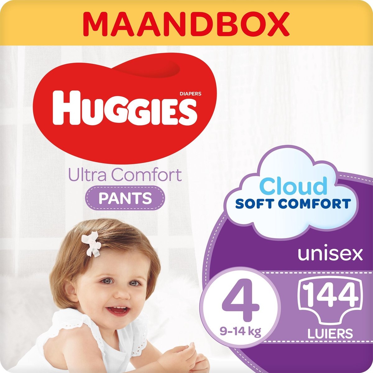 Huggies Ultra Comfort Luierbroekjes - maat 4 (9 tot 14 kg) - Ultra Comfort - unisex - 144 stuks - Maandbox
