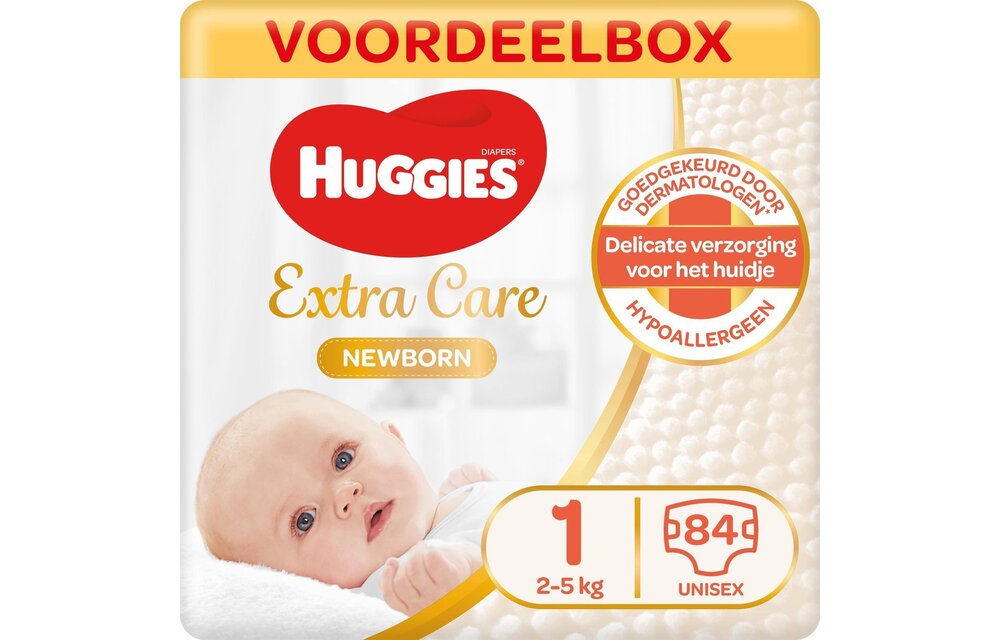 Huggies luiers - Maat 1 (2 tot 5 kg) - 84 stuks - Newborn - Voordeelverpakking