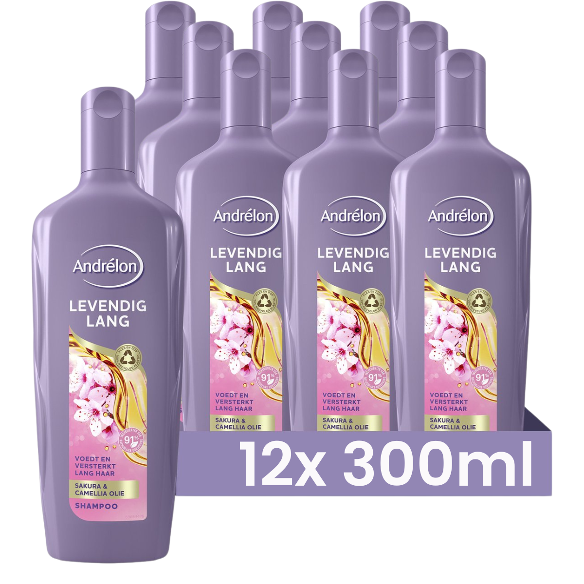 Andrélon Levendig Lang Shampoo - 12 x 300 ml - Voordeelverpakking