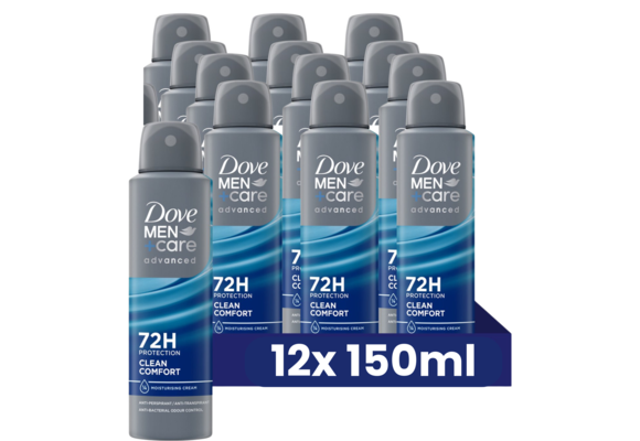 Dove Men+Care Clean Comfort 150ML - 12 Stuks - Voordeelverpakking