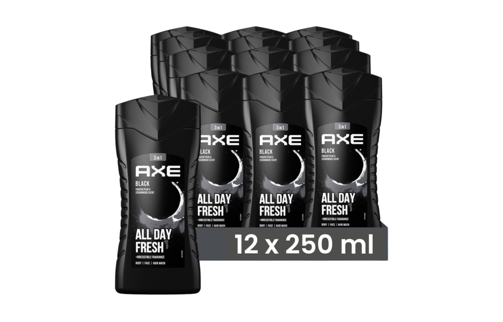 Axe Showergel Black 250ML - 12 Stuks - Voordeelverpakking