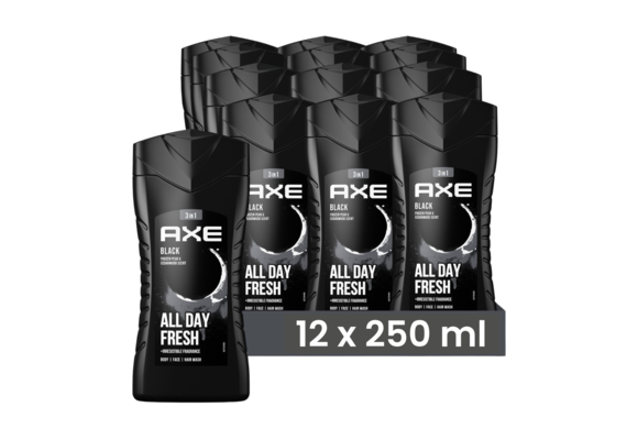 Axe Showergel Black 250ML  - 12 Stuks - Voordeelverpakking