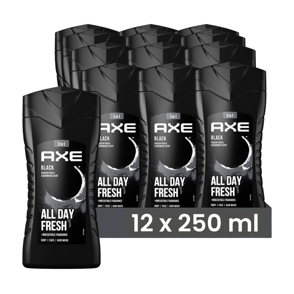 Axe Showergel Black 250ML  - 12 Stuks - Voordeelverpakking