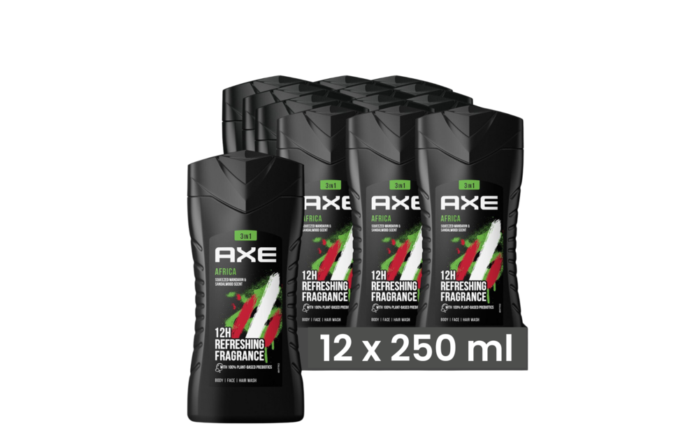 Axe Showergel Afrika 250ML - 12 Stuks - Voordeelverpakking