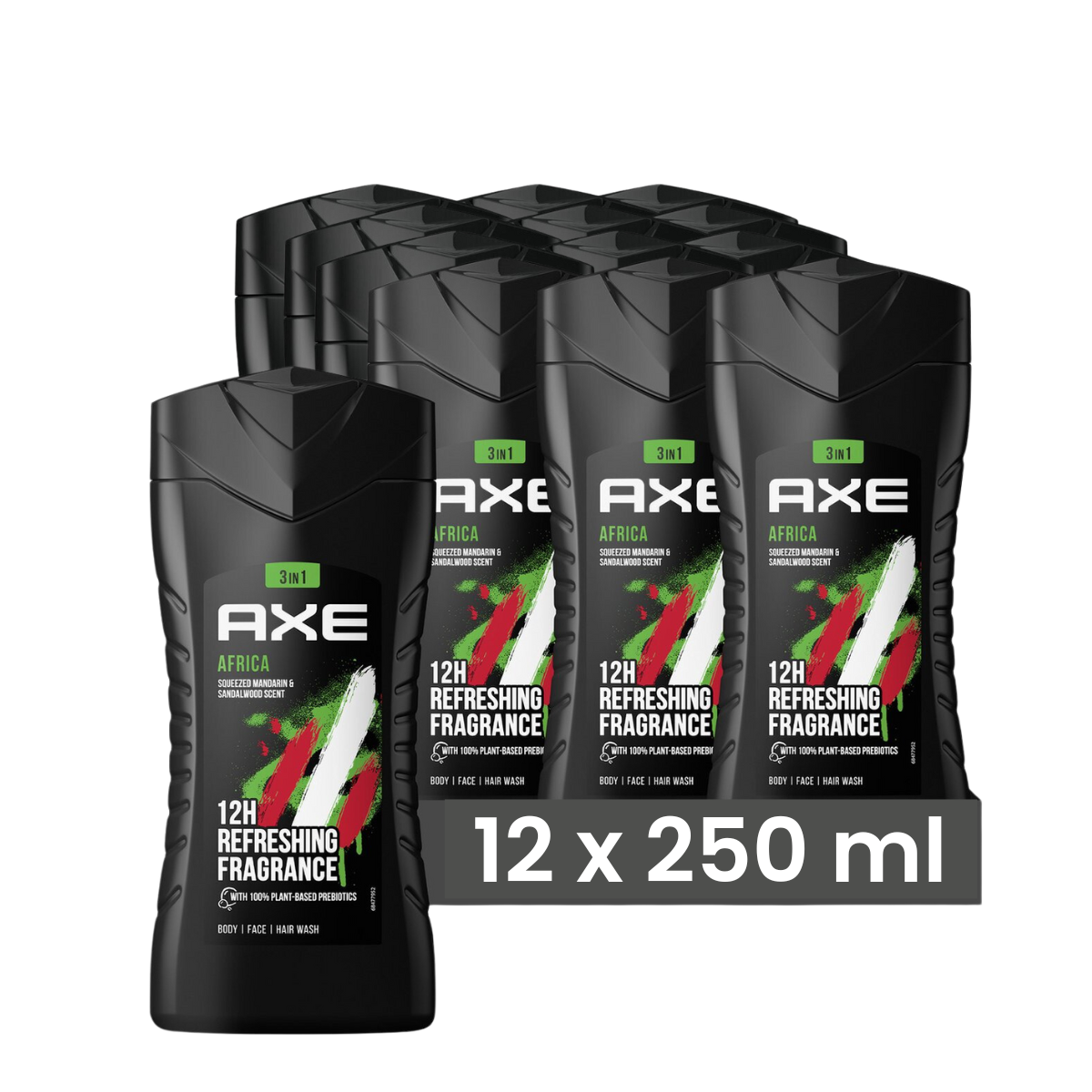 Axe Showergel Afrika 250ML  - 12 Stuks - Voordeelverpakking