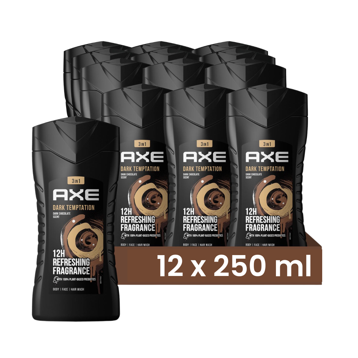 Axe Showergel Dark Temptation 250ML  - 12 Stuks - Voordeelverpakking