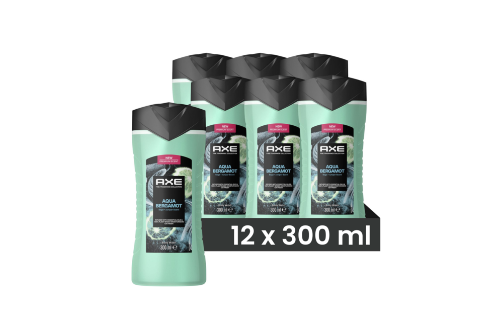 Axe Showergel Aqua Bergamot 300ML - 12 Stuks - Voordeelverpakking