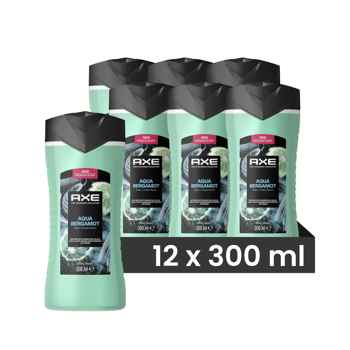Axe Showergel Aqua Bergamot 300ML  - 12 Stuks - Voordeelverpakking