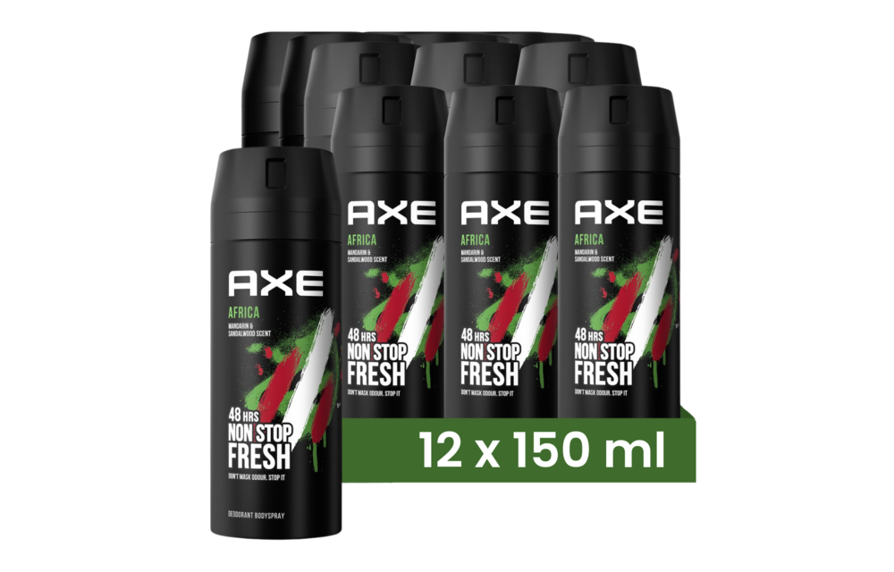 Axe Bodyspray Africa 150ML - 12 Stuks - Voordeelverpakking
