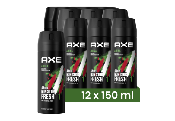 Axe Bodyspray Africa 150ML  - 12 Stuks - Voordeelverpakking